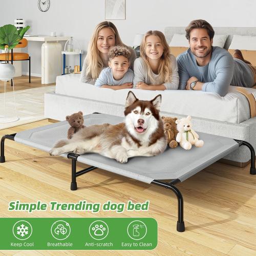Simple Trending Raised Dog Bed for Extra Large Dogs, Waterproof XL Dog Cot, Outdoor Elevated Pet Bed, 60.25 x 37.25, Grey