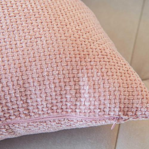 WACOMECO Decorative Textured Throw Pillow Covers,Pack of 2 Chenille Cushion Covers Accent Pillowcase for Couch Living Room Sofa Bed Home Decor, 18 x 18 in, Pink