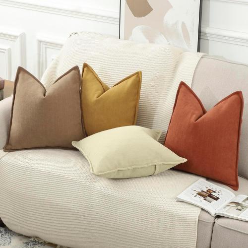 MADIZZ Textured Chenille Throw Pillow Covers Pack of 2 Natural Soft Decorative Accent Pillowcases Boho Neutral Couch Throw Pillow for Bed Home Decor for Sofa Livingroom 20x20 inch Rust