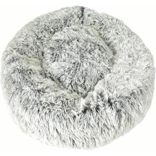 Dog and Cat Bed Super Plush Cuddler Round Soft Comfortably Stuffed Choose Size and Color (Medium/Large - Cream)