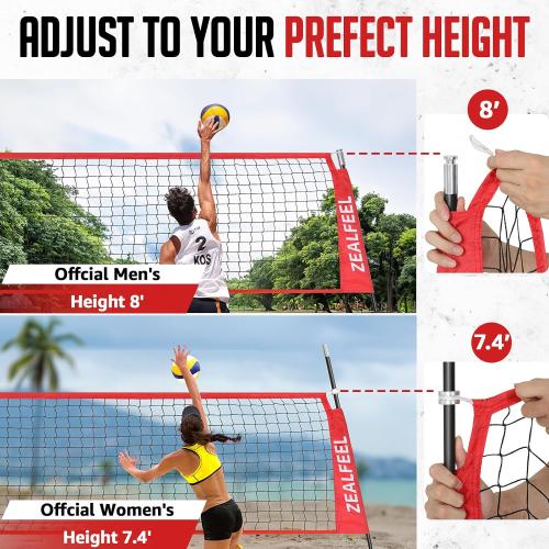 ZEALFEEL 12 FT/20 FT Portable Adjustable Volleyball Net for Backyard | Freestanding Net with Carry Bag for Hitting and Serving Drills in Backyards, Parks, Beach or Outdoor & Indoor