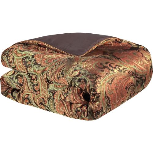 Loom and Mill 9-Piece Jacquard Comforter Sets Queen, Classic Paisley Design Bed in a Bag, Luxury Vintage Damask Bedding Set with Euro Shams, Bedskirt, Filled Decorative Pillow for Home(Queen)