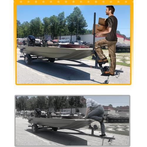 Boat Trailer Steps, Heavy Duty Trailer Tongue Steps with Handle, Universal Fit for 3 x 3, 4 x 4 & 3 x 5 (3 Step, Textured Tread)