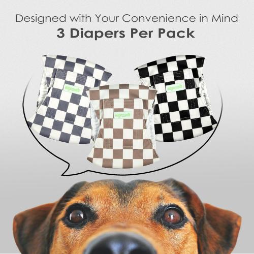 wegreeco Washable Male Dog Belly Band (Stylish Pattern)- Pack of 3 - Washable Male Dog Belly Wrap, Dog Diapers Male (Black, Grey, Dark Coffee Checkerboard, Medium)