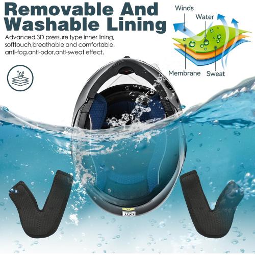 Color Black Motorcycle Bluetooth Modular Helmet, DOT Approved Flip Up Full Face Motorcycle Dual Visor Helmet, with Dual Speakers and Microphone, for Adults Men and Women
