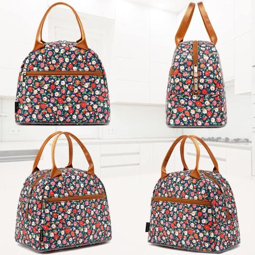 FlowFly Insulated Lunch Cooler Bag - Tote Bag Organizer for Women/Men, Floral#Red