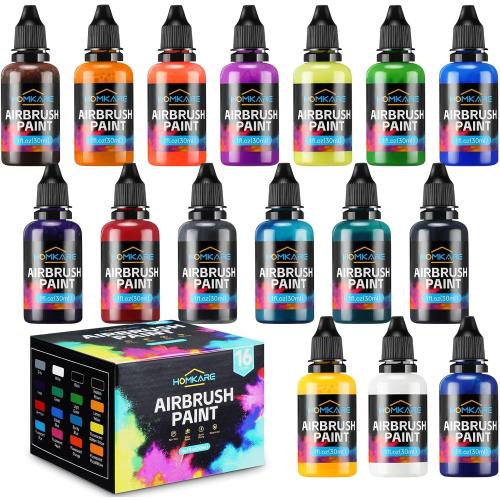 30ml Bottles of Airbrush Paint, 16 Colors Airbrush Paint Set, Water Based Air Brush Paints, Ready to Spray, Air Brush Painting Set, 30ml/Bottle