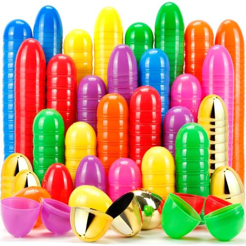 210Pcs Easter Eggs, 2.3 Fillable Colorful Mix Gold Plastic Easter Eggs Empty for Easter Hunt, Easter Basket Stuffers, Party Favor, Classroom Prize Supplies
