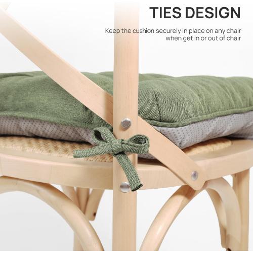 Love's cabin Memory Foam Chair Cushions Set of 4, 15.5x15.5x3.5 Indoor & Outdoor Seat Pads for Dining, Kitchen, Office, Patio Chairs - Green