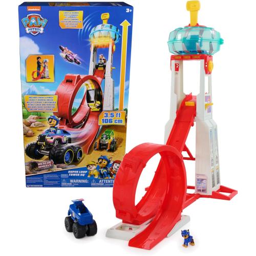 PAW Patrol: Rescue Wheels Super Loop Tower HQ, with Light, Sound, Vehicle Launcher, Chase Action Figure & Toy Truck, Kids Toys for Boys & Girls Age 3