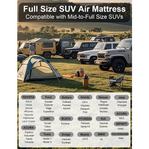 Umbrauto SUV Air Mattress for Car Camping, Leakproof & Quick Inflation Sleeping Airbed, Fits Most Compact, Mid-Size & Full-Size SUV Trunks for Road Trip Travel