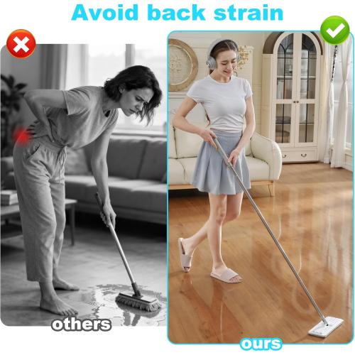 JOYMOOP Mop Handle Extension Rods, for Extending & Replacing Flat Mop, Stainless Steel Mop Handle Rods, Pack of 2 pcs Rods