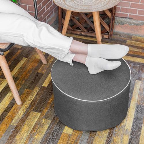 Outdoor Ottomans for Patio 20x12 Inches Modern Lightweight Foam Stuffed Pouf Outdoor Footstool Footrest Foot Stool Waterproof (Dark Gray)