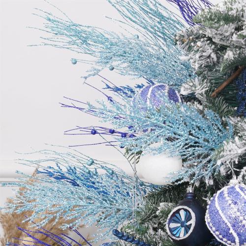 Christmas Glitter Berries Stems 16pcs Artificial Berry Picks for Christmas Tree Ornaments fillers, DIY Xmas Wreath, Crafts, Garland, Holiday, Party, Wedding and Home Decoration (Blue)