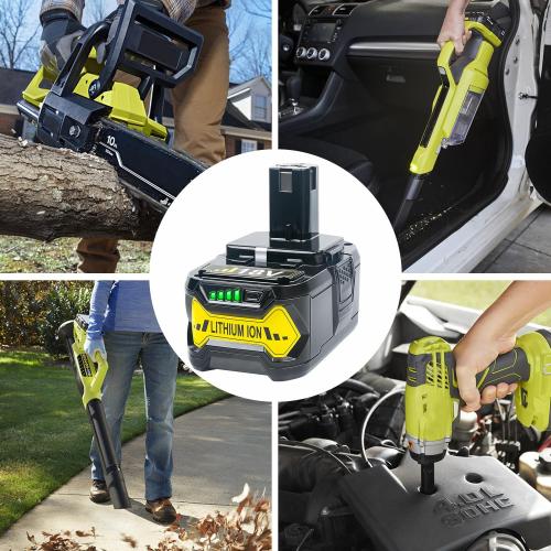 Black 18V 6.2Ah Battery Replacement for Ryobi 18V Battery, Replacement for Ryobi 18V ONE  Battery, Ryobi P108 P102 P103 P104 P105 P107 P109 P122 Cordless Tool Battery