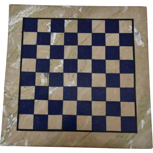15x15 Marble and Lapis Lazuli Stone Chess Board - Handcrafted Luxury Game Board for Chess Enthusiasts and Collector