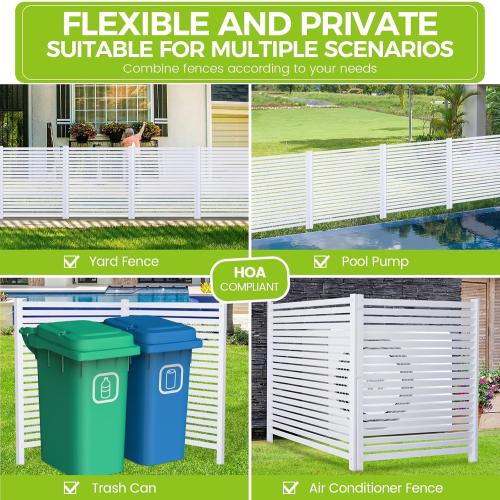 Modern White Vinyl Pool Equipment Enclosure Fence 36 W X 45 H 2 Panels with Metal Stake