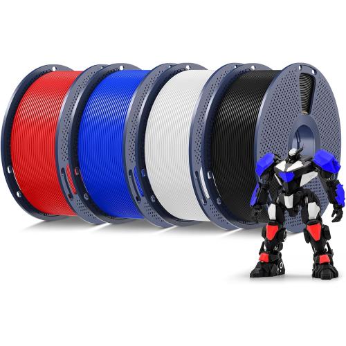 SUNLU PETG Filament 1.75mm,4kg,Black White Klein Blue Red | 3D Printer Filament, Less Stringing, Good Layer Adhesion, High Toughness, PETG Filament 1.75 ±0.02mm