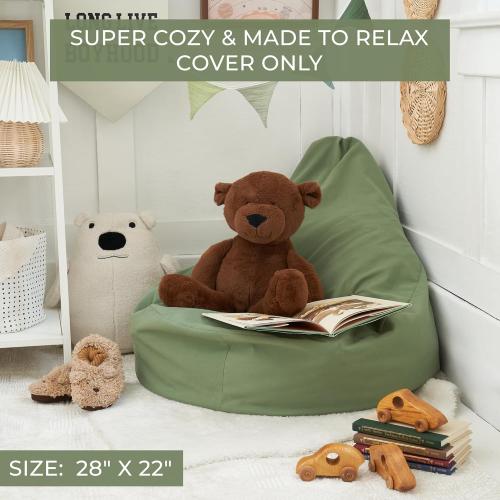 ZICOTO Stuffed Animal Storage Bean Bag Chair Cover for Kids - Easily Turn Plushie Toys into a Comfy Toddler Chair - Durable Lounge Stuffie Bag for Playroom, Living Room or Nursery Decor - Cover Only