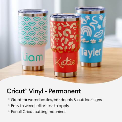 Cricut Vinyl Permanent - Rainbow Sampler, 12x12 Vinyl Sheets, Create Long-Lasting DIY Projects, Durable Adhesive Vinyl for Cricut Machines, (Pack of 20 with 10 Colors)