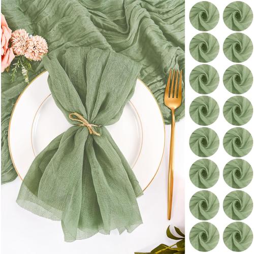 100 Pack Sage Green Napkins Cheesecloth Napkins 20x20 Inch Rustic Boho Gauze Napkin Cloth Bulk Washable Dinner Table Napkin for Wedding Party Bridal Baby Shower Table Decor(Sage Green)