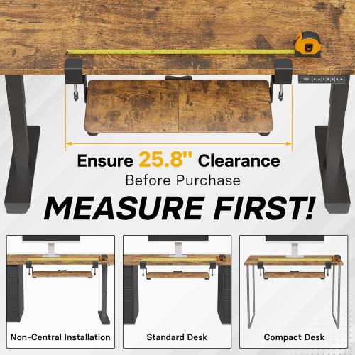 20x11.8 Brown BONTEC KMT01-PJ Under Desk Keyboard Tray, Pull-Out Keyboard & Mouse Platform with C-Clamp, 20 x 11.8 in Space-Saving Ergonomic Slide-Out Drawer, Rustic Brown