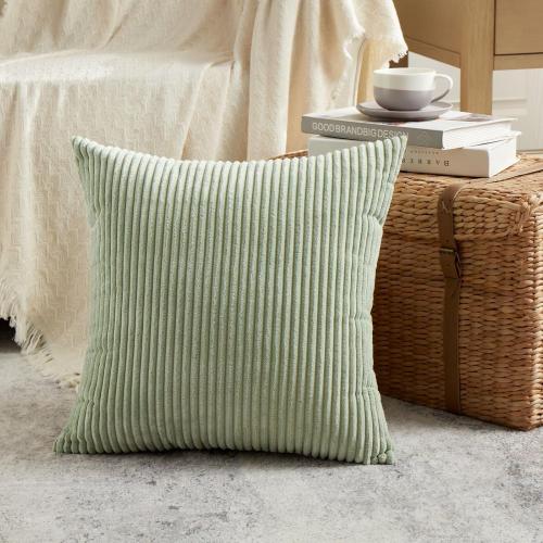 Fancy Homi Set of 4 Boho Decorative Throw Pillow Covers  for Couch Bed Sofa Bedroom, Aesthetic Modern Home Decor, Soft Fluffy Textured Corduroy Square Colorful Cushion Case