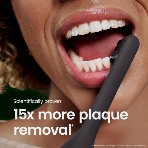 Color Black Quip Ultra Next Generation Smart Toothbrush - Timed Electric Toothbrush with Case - Replaceable Brush Head, Soft Bristles, Silicone Handle, 30-Day Battery Life - Travel Toothbrush - Eclipse