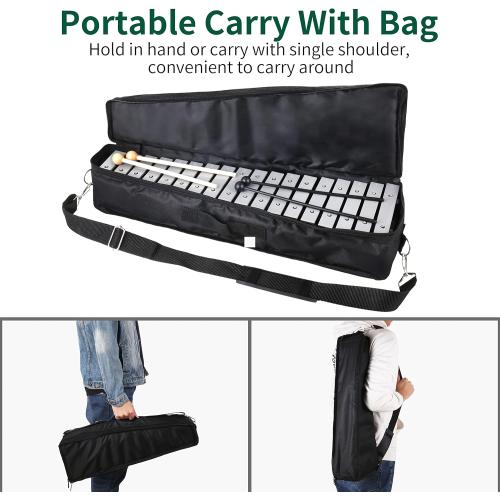 30 Notes Foldable Glockenspiel Xylophone, Percussion Instrument Kit for Adults and Kids- Includes 4 Mallets and Carrying Bag