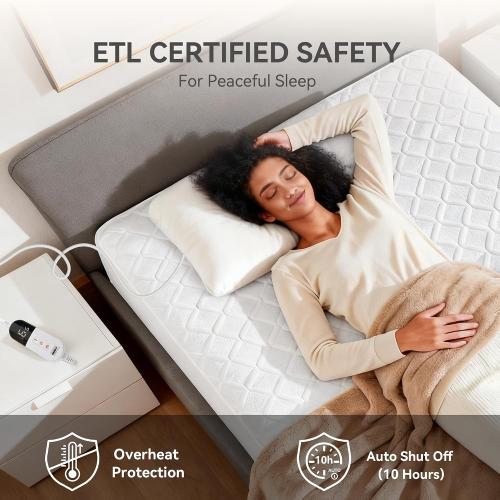 King Size Heated Mattress Pad – Luxury Dual Control Electric Bed Warmer, Machine Washable, Auto Shut-Off, Adjustable Heat Settings for Master Bedroom Comfort