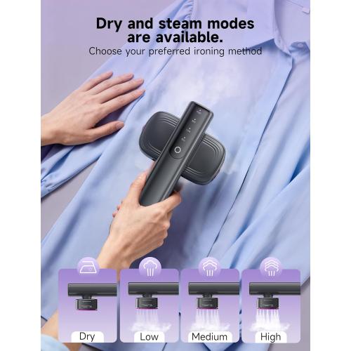 Steamer for Clothes,1200W Powerful Portable Steamer Iron,15s Fast Heat-up,100ml Tank,20 Min Continuous Steam, Wrinkle Remover for Travel, Home, Office(Purple)