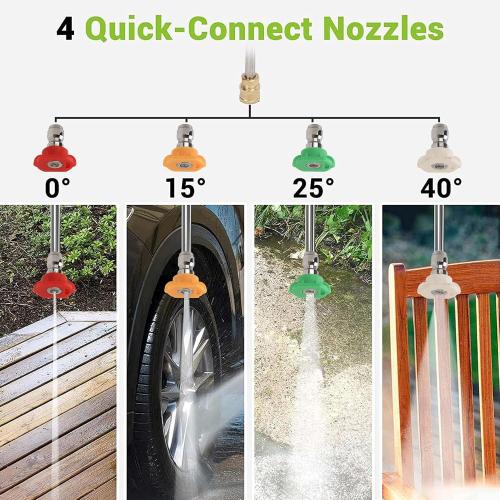 Black and Green 32Ft High Pressure Washer, 4000PSI Electric Power Washer with 32FT Hose, 4 Nozzles for Car, Fence, Patio Cleaning