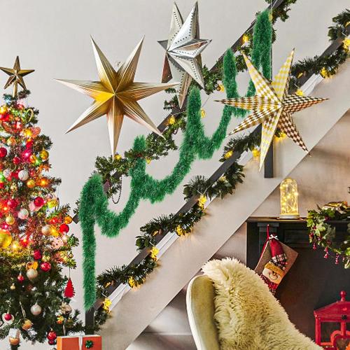 50ft Christmas Garland,Greenery Artificial Pine Garland Twisted Hanging Garland Holiday Decor for Stairs Mantle Fireplace Home Party Holiday Christmas Decoration Indoor Outdoor Decor