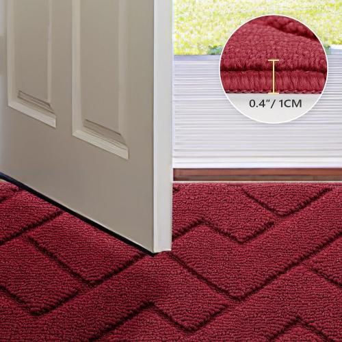 hicorfe Front Door Mat Outside Entrance,20x31.5 Absorbent Muddy Dirt Resist Welcome Door Mats Outdoor Indoor,Stain and Fade Resistant,Non Slip Backing Entry Mat Doormat for Entryway(Red)