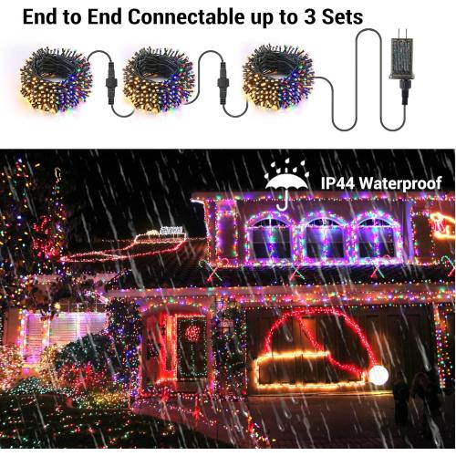 Brizled Christmas Lights, 65.67ft 200 LED Color Changing Tree Lights  Warm White & Multicolored Christmas Lights Remote, Connectable Mini Lights Set Decorative Lights String for Xmas Party