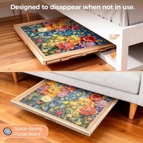 ALL4JIG 1500 Pieces Rotating Puzzle Board with 6 Drawers and Cover,24.92x33.58Portable Wooden Jigsaw Puzzle Table for Adults,Lazy Susan Spinning Puzzle Boards Birthday Gift for mom