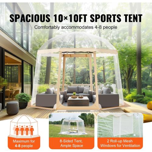 VEVOR Upgraded Pop Up Bubble Tent for 4-8 People, Need Simple Assembly -  Large Outdoor Clear Bubble Tent Dome, Weatherproof Clear Tent Shelter for Outdoor Activities, Events, and Parades