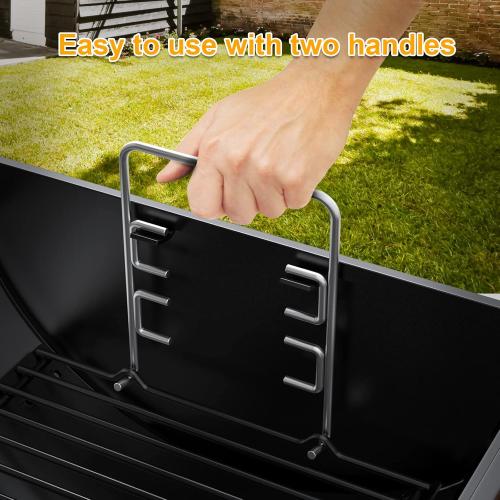23 to 34 Adjustable Ash Pan for Charcoal Grill Chargriller 1224 1324 2121 2222 2123,Oklahoma Joe Charcoal Grill Royal Gourmet, Ash Pan with 2PC Fire Grate Hanger