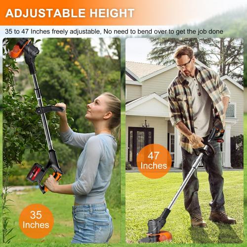 Electric Weed Wacker Cordless Weed Eater Battery Powered with 5 Types Blade, 3 in 1 Cordless Grass Trimmer/Brush Cutter with 2X 21V 4.0Ah Batteries for Lawn, Garden