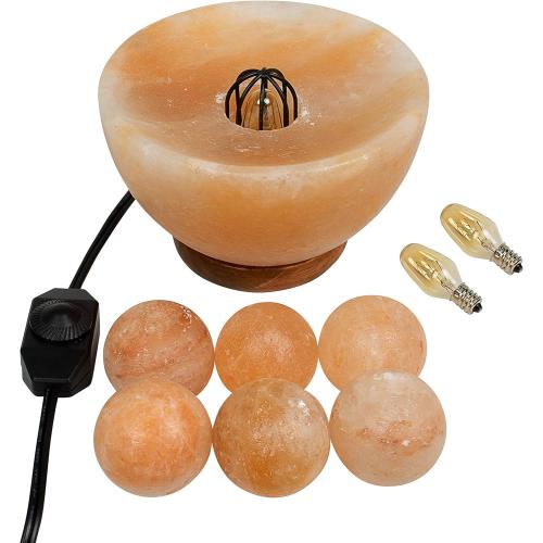 Spantik Himalayan Fire Bowl Salt Lamp with 6 Massage Balls Premium Quality Authentic from Pakistan