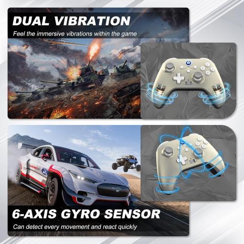 Silver Dinosoo Special Edition Wireless Controller for Xbox Series X/S/Xbox One, PC, Dual Vibration TURBO Function Headphone Jack Macro Function Lunar Shift - Upgrading with a PC before connecting to Xbox