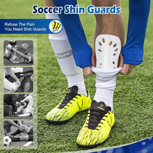 Soccer Shin Guards, 2 Pair Lightweight and Breathable Shin Guard Sleeves for Adults Football Player, Calf Protective Gear Shin Guards for Men Women (Bigger Shin Guards)