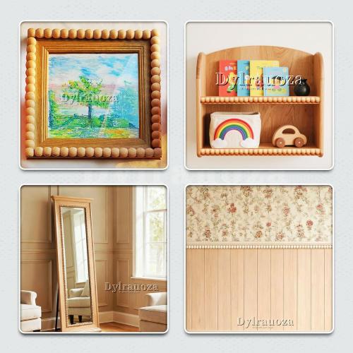 Beaded Wood Trim Molding, 15 Pack Unfinished Half-Round Decorative Wood Trim, 15.75 Easy-to-Paint DIY Wooden Molding for Wall, Furniture, Cabinet, Door & Craft Decoration (9mm)