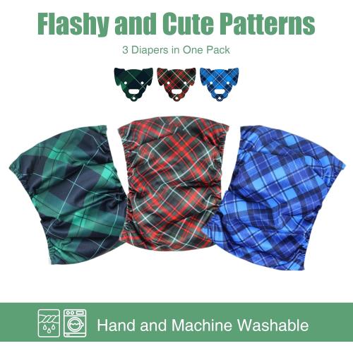 wegreeco Washable Male Dog Belly Band (Stylish Pattern) - Dog Diapers Male - Washable Male Dog Belly Wrap, Dog Diapers Male (Blue, Green, Red Plaid, S)