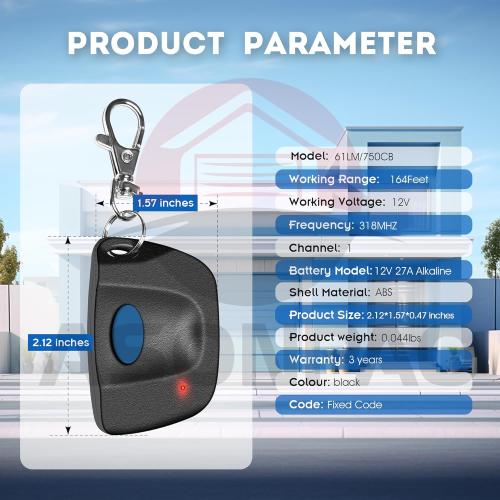 2 for 61LM 750CB LiftMaster Chamberlain Garage Door Opener Remote 9 Dip Switch (for 1984 to 1993 Models) 3-Year-Warranty