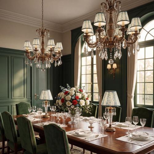 Zhengmy 6 Pcs Pleated Chandelier Lamp Shades, Blue Floral Stripe