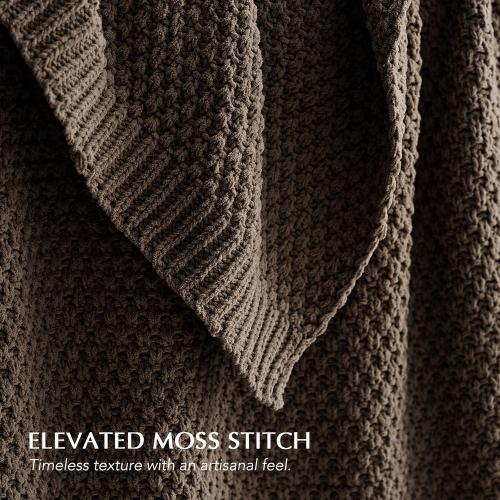 EVERGRACEHOME Chunky Chenille Knit Throw Blanket for Couch, Soft Luxurious Moss Stitch Blankets for Bed, Cozy Decorative Farmhouse Knitted Throws for Sofa, Cocoa Brown,