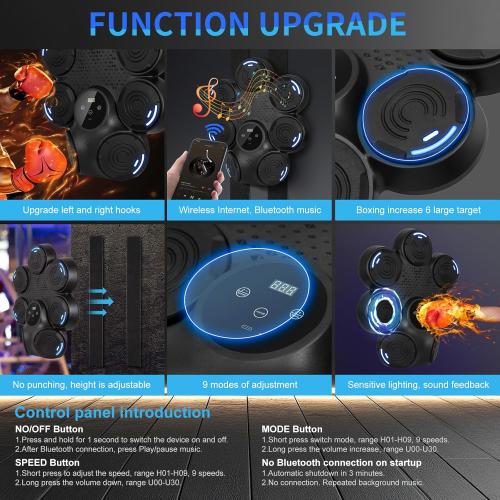Smart Boxing Machine, 9 Speed-Modes Interactive Punching Trainer with Gloves, Music Boxing Machine Punching Equipment, Home Workout Boxing Target Machine with Wall Mounted