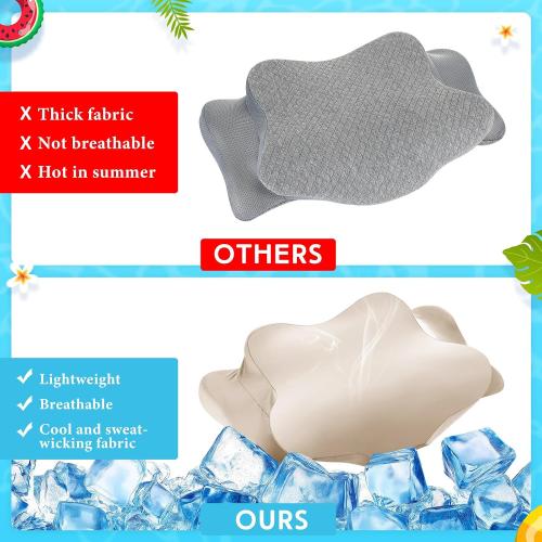 Hahafelt Cooling Cervical Neck Pillowcase,Champagne,Standard Size