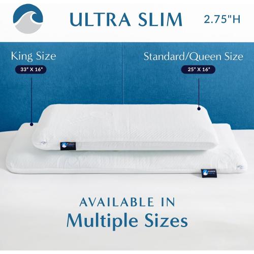 New open for inspection.....Bluewave Bedding Ultra Slim Gel Memory Foam Pillow for Stomach and Back Sleepers - Thin, Flat Design for Cervical Neck Alignment and Deeper Sleep (2.75-Inches Height, Standard Size)